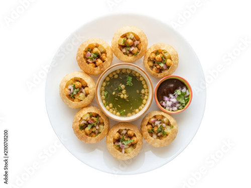 Pani puri or golgappa, popular indian street food isolated on transparent background