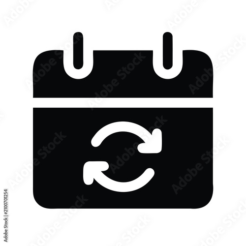 Calendar icon with refresh arrow inside - Minimalist calendar icon featuring a circular refresh arrow, perfect for updates or sync themes in digital designs.