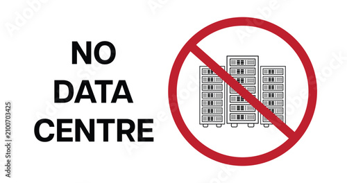No data center prohibited icon vector illustration.