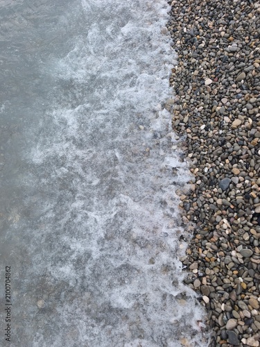 waves on the beach pebles at Nice France 