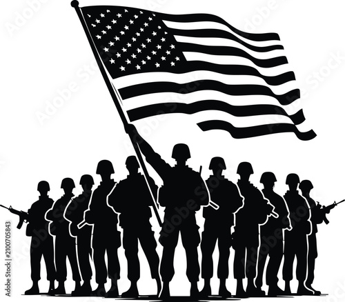 American soldiers proudly stand with the flag a powerful Veterans Day illustration honoring military service