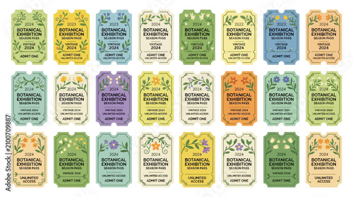 Vintage Botanical Exhibition Tickets Collection - Floral Design