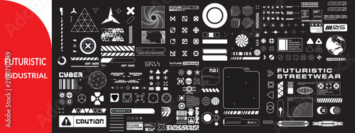 Bild auf Leinwand Futuristic industrial micrographics and cyberpunk technical labels