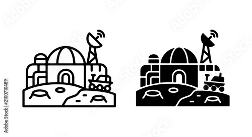 Bild auf Leinwand Space Colony Icons, Mars Base Vector Art, Futuristic Outpost Graphics, Extraterr