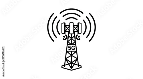 Foto A 5G cell tower emits signals in a rural area with technology infrastructure