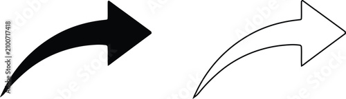 Quadro em tela Curved arrow symbol silhouette and outline, directional for redo or share action