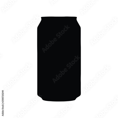 Black silhouette of a standard aluminum beverage can isolated on a white background, representing a generic soda or beer container shape