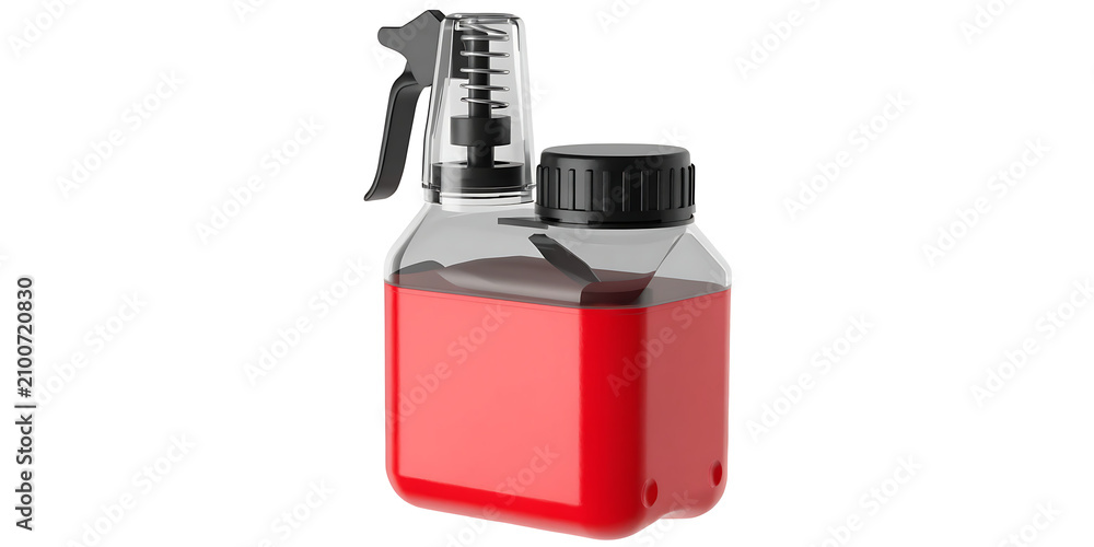 Obraz premium Red fuel canister with safety nozzle isolated on transparent background for racing pit stops