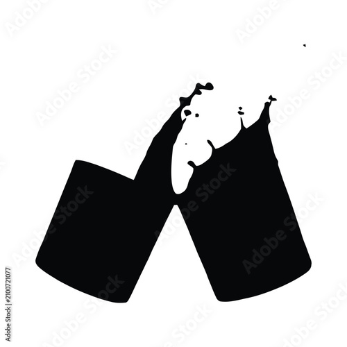 Foto Two glasses clinking together in a toast, depicted as a black silhouette with li