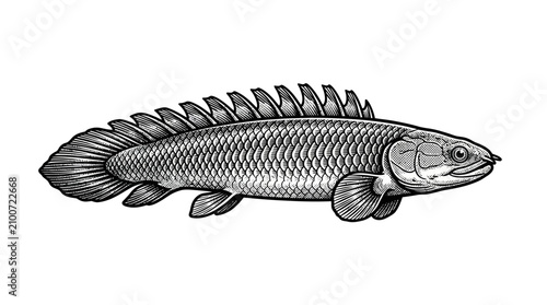 Schilderij op canvas Detailed illustration of a prehistoric fish.