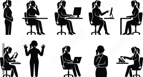 Foto Customer Service Representatives In Silhouette call center