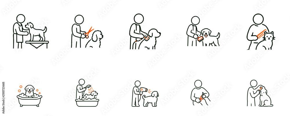 Fototapeta premium Pet grooming icons set of 10 vector collection