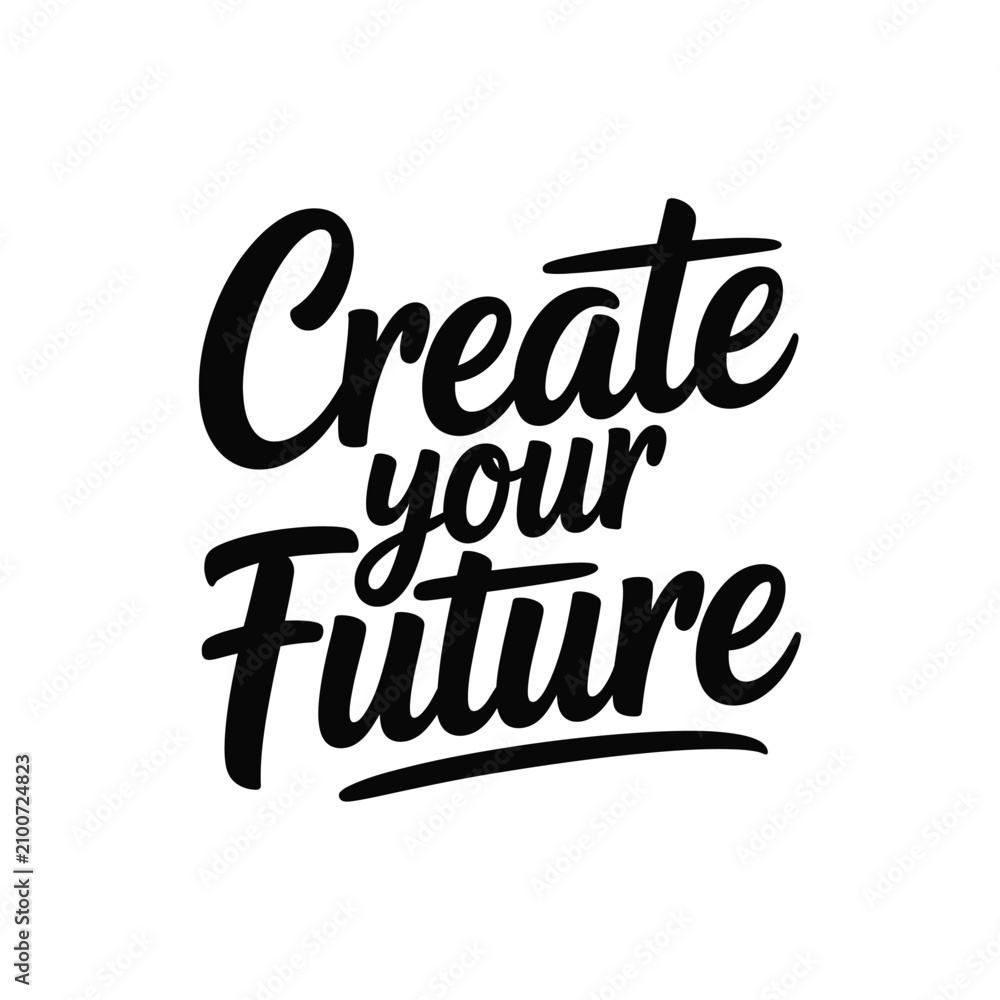 Fototapeta premium Inspirational motivational quote on chalkboard background. Handwritten create your future typography for business success and goal setting.
