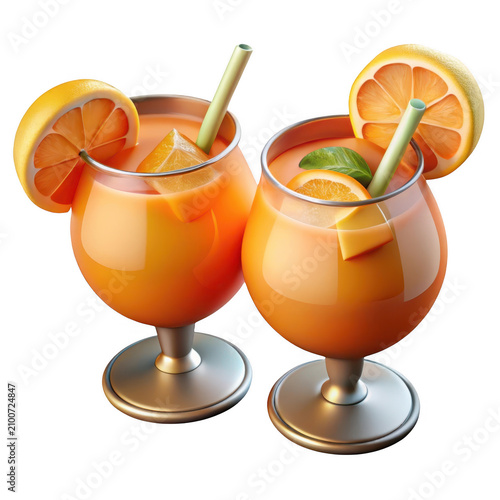 3D render orange fruit juice drink icon graphic