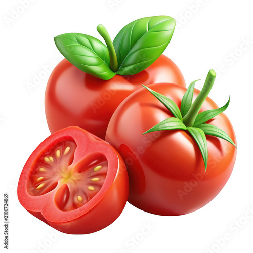 3D render fresh tomato harvest icon graphic