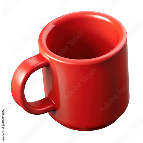 3D render red coffee mug icon graphic