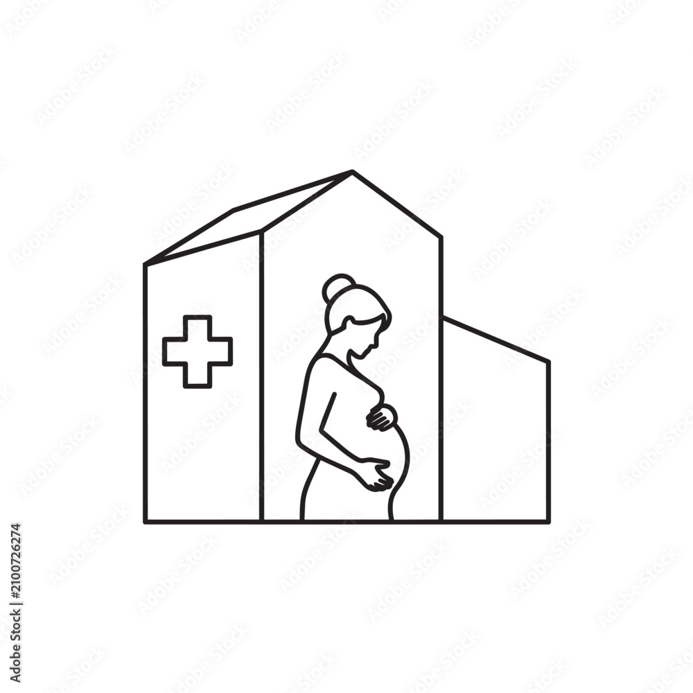 Fototapeta premium Pregnancy, hospital, medical icon, maternity care, healthcare symbol