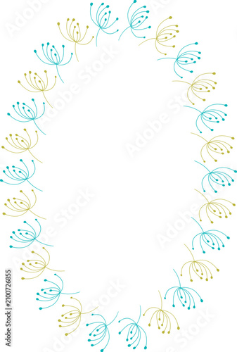 Border frame template with leaf elements decoration. Round border with empty space for your text