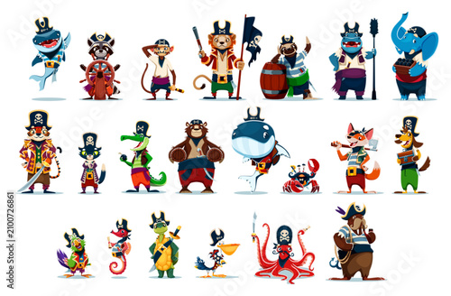 Fotografía Cartoon animal corsair and pirate characters