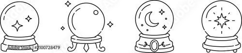 Foto Crystal Ball Icons Set Vector, Fortune Teller, Divination, Mystic Magic and Fant