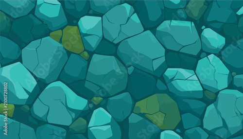 Tableau sur toile Vector of seamless texture of blue and teal green stones for gaming background