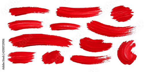 Foto Set of Red Lip Prints and Lipstick Kiss Marks Vector Illustration for Love Beauty Makeup Valentine Design Elements