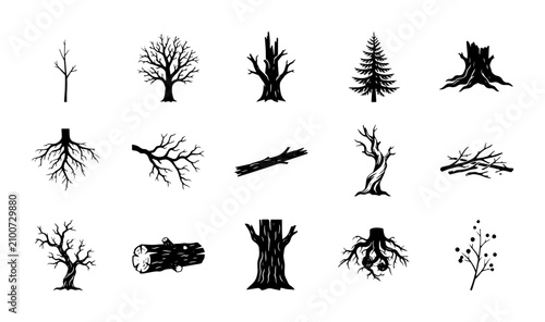 Φωτογραφία 15 Tree and Wood linear icon set, UI and web interface design