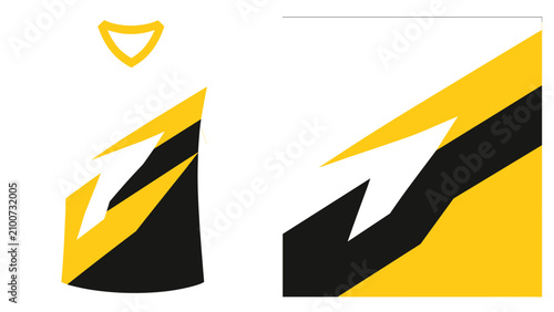 Vászonkép Abstract geometric yellow and black shapes forming a dynamic graphic composition