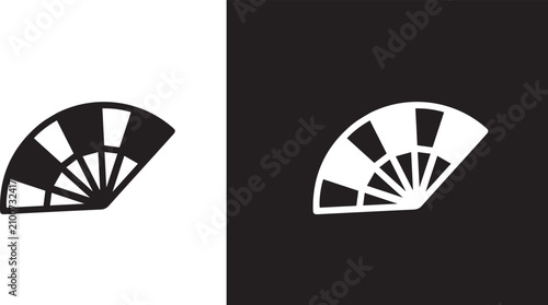Traditional oriental hand fan collection featuring detailed black silhouettes of classic Japanese uchiwa and folding Spanish sensu icon  vectors