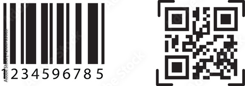 Quadro su tela Qr Code Scan icon concept with flat Black White Background