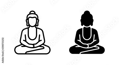 фотографія Buddha Icon Set, Meditation Silhouette, Zen Symbol, Spiritual Graphic Resource