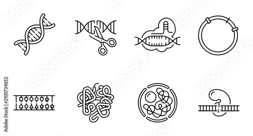 Tableau sur toile DNA Icons Set, Genetic Research Symbols, Molecular Biology Vector Graphics, Scie