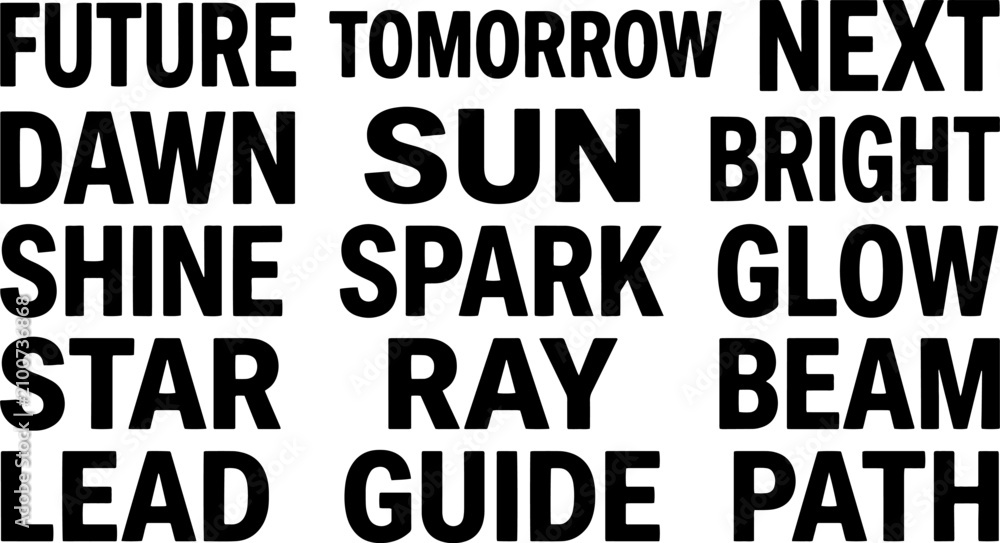 Fototapeta premium Words associated with light, brightness, and guidance for future prospects like dawn sun