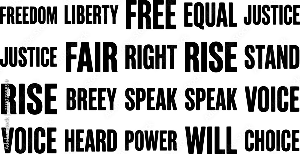 Obraz premium Empowering words focused on freedom justice rights and voices heard in social change
