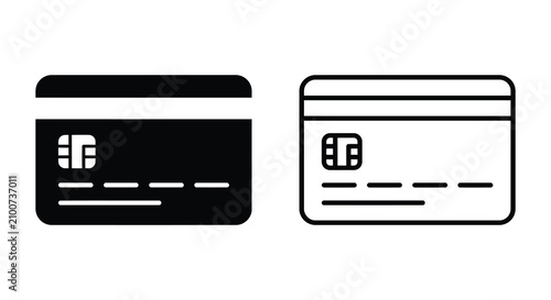 Fotografie Credit Card Silhouettes Black Line Art On Transparent Background payment