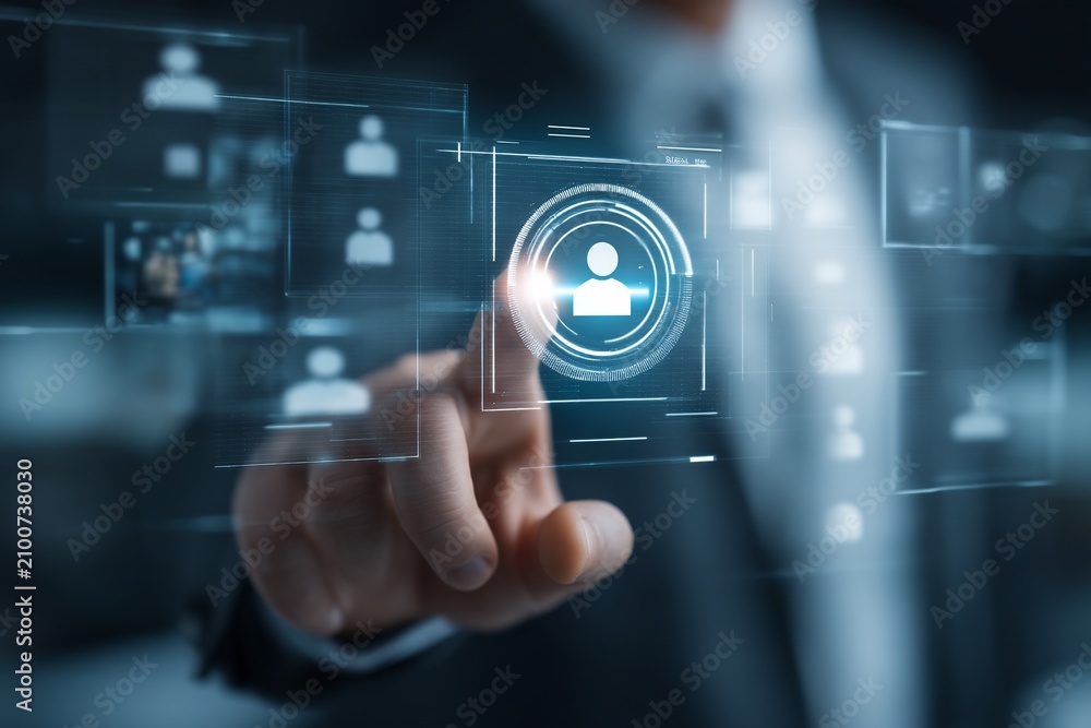 Fototapeta premium Business professional interacting with digital user interface.