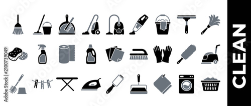 Фотография Cleaning Supplies Icons Set