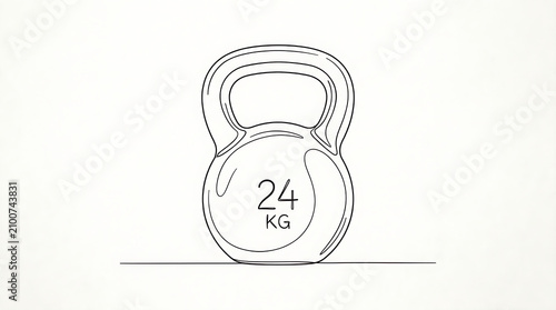 Single kettlebell weight with 24 kg label sketch for fitness and strength training kettlebell exercise strength training equipment