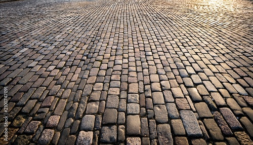 Old Square Cobble Stone Paving Perspective Background