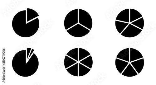 Fotografi Pie Chart Icons, Data Visualization Segments, Simple Circle Graphics, Business A