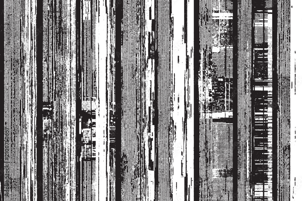 Obraz premium Abstract Black and White Glitch Texture Background with Vertical Distressed Lines