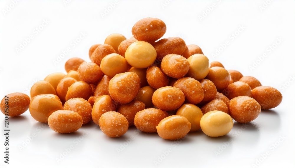 Fototapeta premium Coated Peanuts Crunchy Snack On White Background