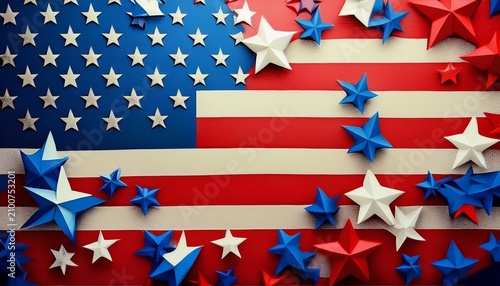 Red Blue And White Stars With Blank Space In The Centre National Usa Flag Colors