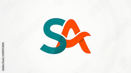 Modern Professional Letter SA Initial Monogram Logo Design with Teal and Orange Color Palette for Corporate Branding Identity