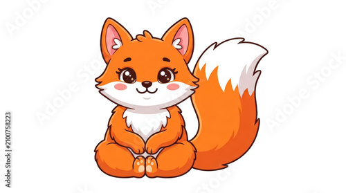 Cute cartoon fox sitting with transparent background illustration transparent background