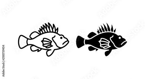 Bild auf Leinwand Simple Fish Icons, Marine Life Vector Graphics, Aquatic Animal Silhouettes