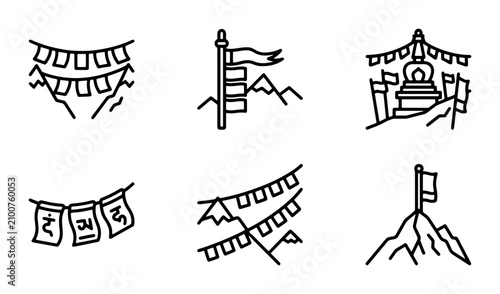 Photos Buddhist Prayer Flags, Stupa Icon, Mountain Landscape, Spiritual Symbols