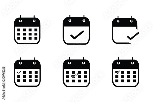 Calendar and planner icon collection. Set of calendar symbols. Reminder organizer event sign, appointment , calendar notification icon. Business plan schedule, meeting deadlines icon, time management 