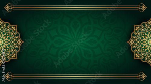 Simple mandala background, with gold border
