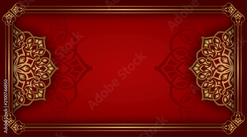 Simple mandala background, with gold border